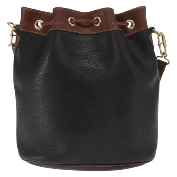 GUCCI Shoulder Bag Leather Black Gold 001 904 0791 Auth 160619