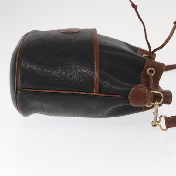 GUCCI Shoulder Bag Leather Black Gold 001 904 0791 Auth 160619