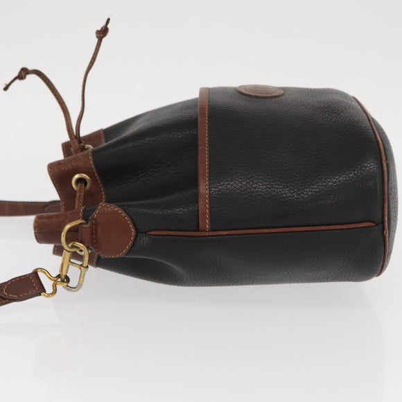 GUCCI Shoulder Bag Leather Black Gold 001 904 0791 Auth 160619