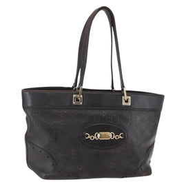 GUCCI GG Canvas Guccissima Tote Bag Leather Brown Gold 145993 Auth 160621