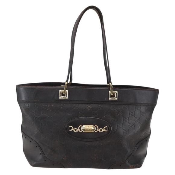 GUCCI GG Canvas Guccissima Tote Bag Leather Brown Gold 145993 Auth 160621