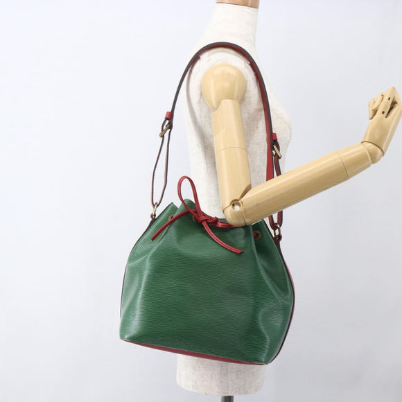 LOUIS VUITTON Epi Petit Noe Shoulder Bag Bicolor Green Red M44147 LV Auth 160668