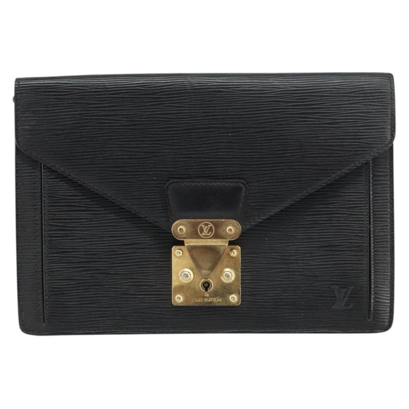 LOUIS VUITTON Epi Serie Dragonne Clutch Bag Black Noir M52612 LV Auth 160670