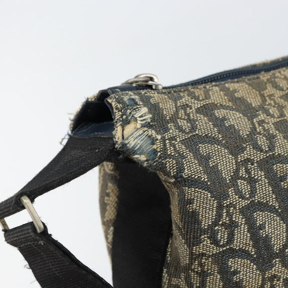 Christian Dior Trotter Canvas Shoulder Bag Navy Silver Auth 160673