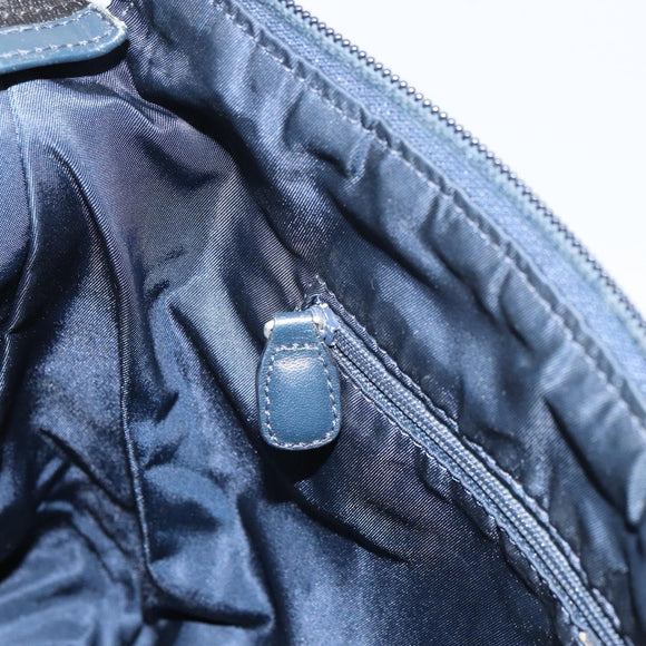 Christian Dior Trotter Canvas Shoulder Bag Navy Silver Auth 160673