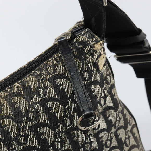 Christian Dior Trotter Canvas Shoulder Bag Navy Silver Auth 160674