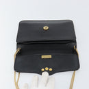 Christian Dior Chain Shoulder Bag Leather Black Gold Auth 160675-15