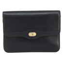 Christian Dior Chain Shoulder Bag Leather Black Gold Auth 160675-2