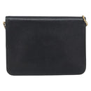 Christian Dior Chain Shoulder Bag Leather Black Gold Auth 160675-3