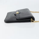 Christian Dior Chain Shoulder Bag Leather Black Gold Auth 160675-4