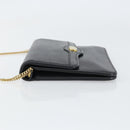 Christian Dior Chain Shoulder Bag Leather Black Gold Auth 160675-5