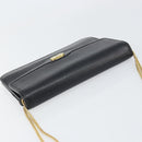 Christian Dior Chain Shoulder Bag Leather Black Gold Auth 160675-6