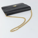 Christian Dior Chain Shoulder Bag Leather Black Gold Auth 160675-7