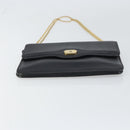 Christian Dior Chain Shoulder Bag Leather Black Gold Auth 160675-9
