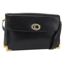 Christian Dior Shoulder Bag Leather Black Gold Auth 160676-1