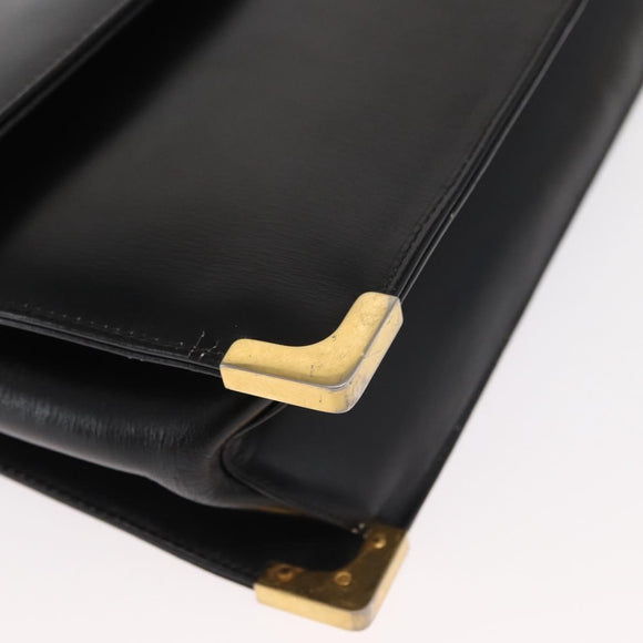 Christian Dior Shoulder Bag Leather Black Gold Auth 160676