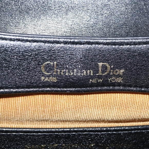 Christian Dior Shoulder Bag Leather Black Gold Auth 160676