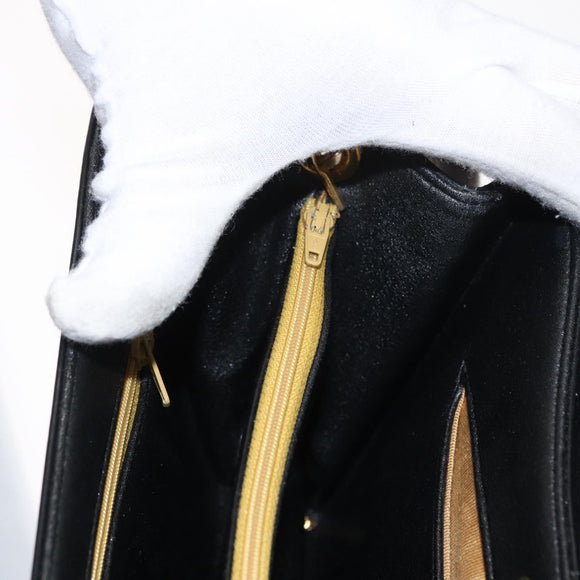 Christian Dior Shoulder Bag Leather Black Gold Auth 160676