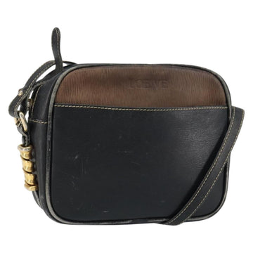 LOEWE Shoulder Bag Leather Black Gold Auth 160679