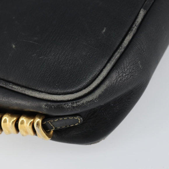 LOEWE Shoulder Bag Leather Black Gold Auth 160679