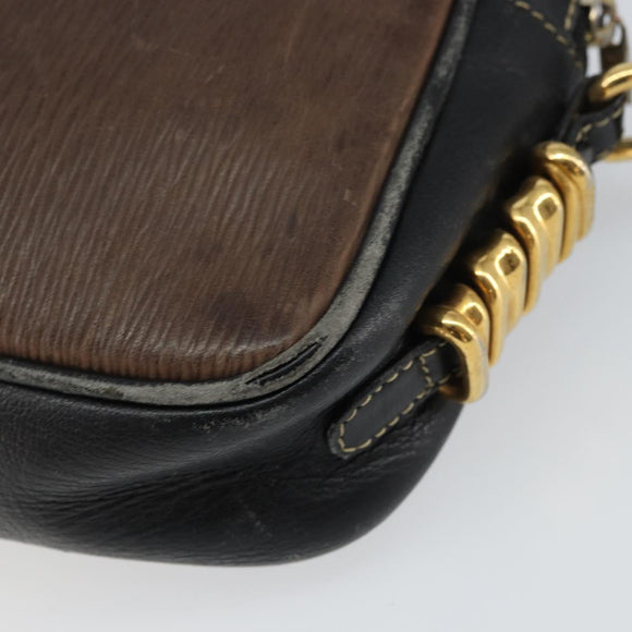 LOEWE Shoulder Bag Leather Black Gold Auth 160679
