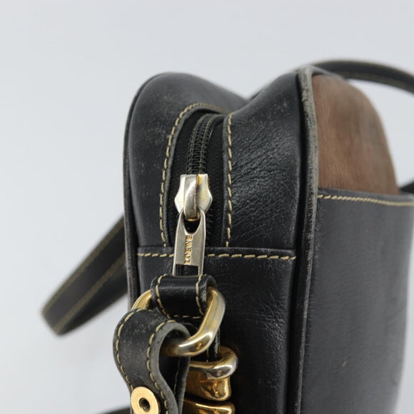 LOEWE Shoulder Bag Leather Black Gold Auth 160679