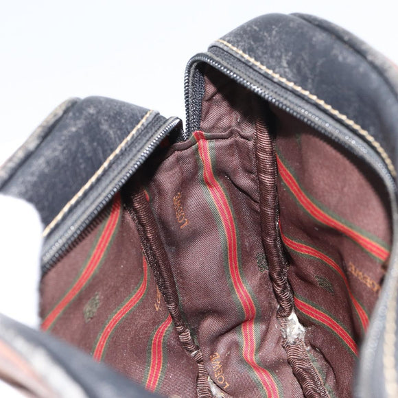 LOEWE Shoulder Bag Leather Black Gold Auth 160679