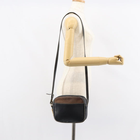 LOEWE Shoulder Bag Leather Black Gold Auth 160679