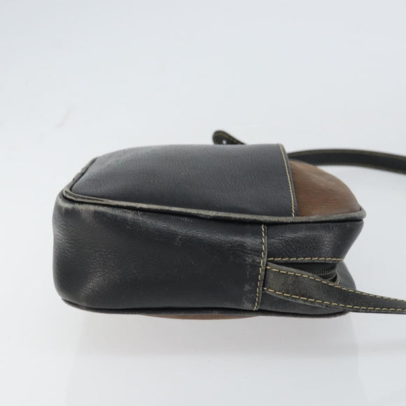 LOEWE Shoulder Bag Leather Black Gold Auth 160679