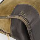 LOEWE anagram Amazona 30 Hand Bag Suede Beige Gold Auth 160680-14