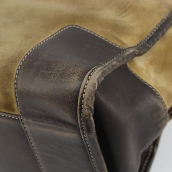 LOEWE anagram Amazona 30 Hand Bag Suede Beige Gold Auth 160680