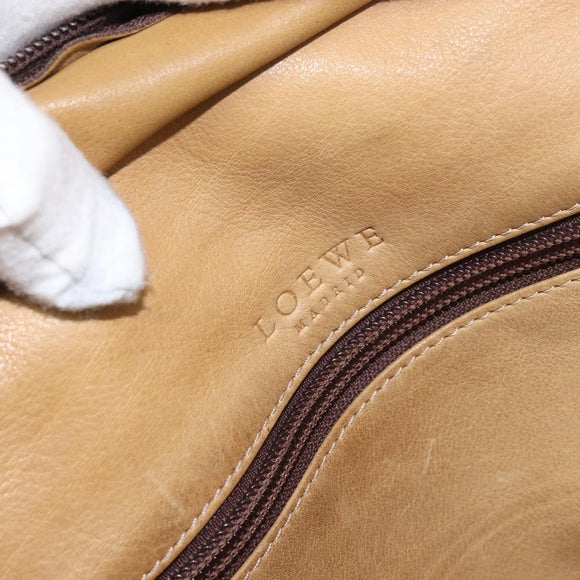 LOEWE anagram Amazona 30 Hand Bag Suede Beige Gold Auth 160680