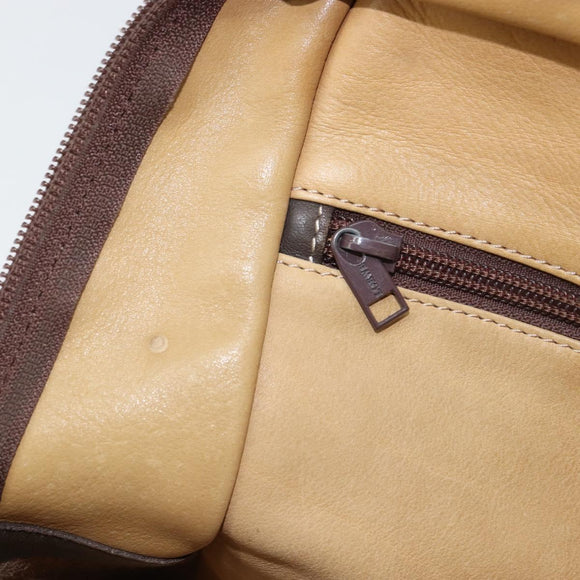 LOEWE anagram Amazona 30 Hand Bag Suede Beige Gold Auth 160680