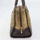 LOEWE anagram Amazona 30 Hand Bag Suede Beige Gold Auth 160680-3