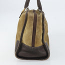 LOEWE anagram Amazona 30 Hand Bag Suede Beige Gold Auth 160680-4
