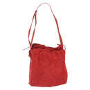 LOEWE Shoulder Bag Suede Red Gold Auth 160681-1