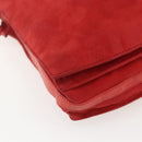 LOEWE Shoulder Bag Suede Red Gold Auth 160681-14