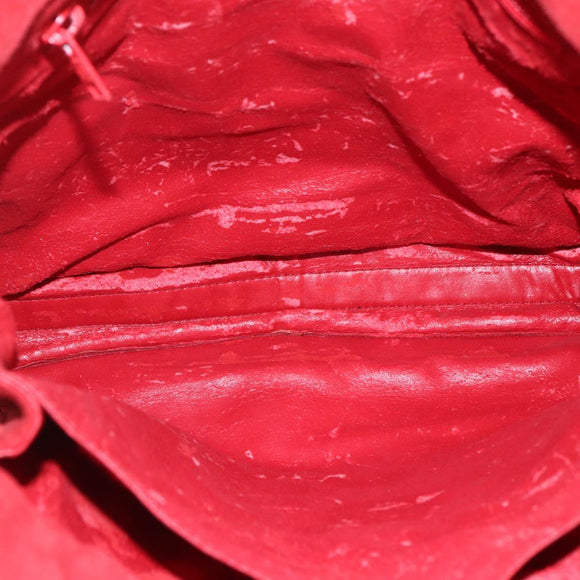 LOEWE Shoulder Bag Suede Red Gold Auth 160681