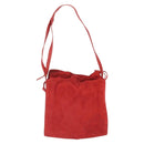 LOEWE Shoulder Bag Suede Red Gold Auth 160681-13