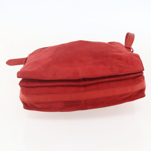LOEWE Shoulder Bag Suede Red Gold Auth 160681