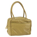 LOEWE anagram Hand Bag Leather Green Gold Auth 160682-1