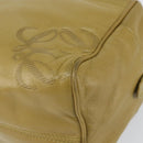 LOEWE anagram Hand Bag Leather Green Gold Auth 160682-9