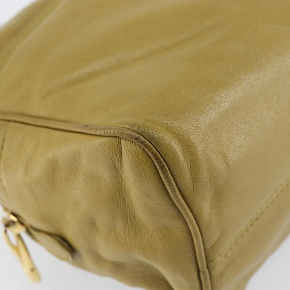 LOEWE anagram Hand Bag Leather Green Gold Auth 160682