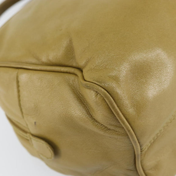 LOEWE anagram Hand Bag Leather Green Gold Auth 160682