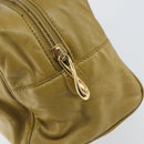 LOEWE anagram Hand Bag Leather Green Gold Auth 160682-17