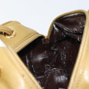 LOEWE anagram Hand Bag Leather Green Gold Auth 160682-18