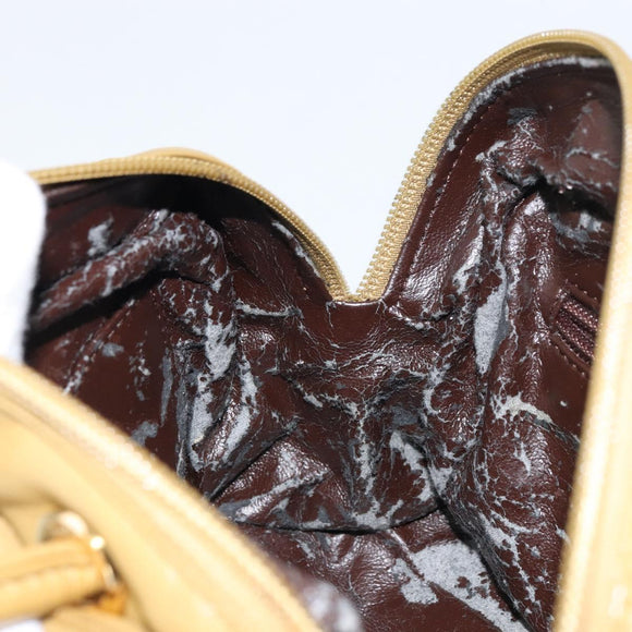 LOEWE anagram Hand Bag Leather Green Gold Auth 160682