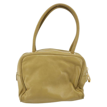 LOEWE anagram Hand Bag Leather Green Gold Auth 160682 - 0