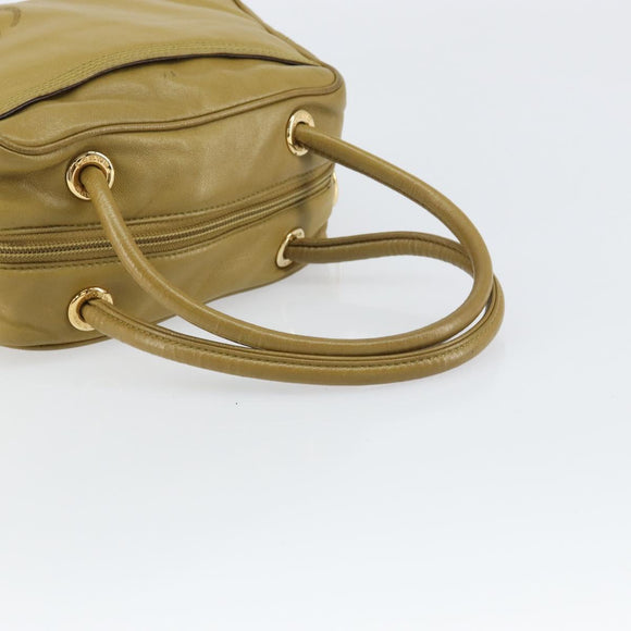 LOEWE anagram Hand Bag Leather Green Gold Auth 160682