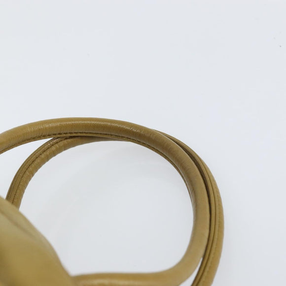 LOEWE anagram Hand Bag Leather Green Gold Auth 160682